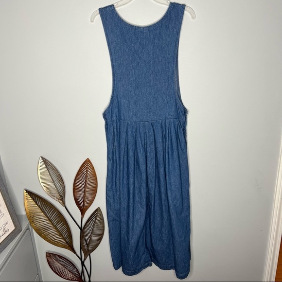 American Eagle Outfitters Vintage Quilt Denim Jean Jumper Dress Overalls Dress - Picture 4 of 5